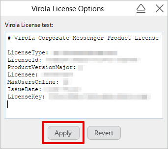 How to apply pasted Virola License