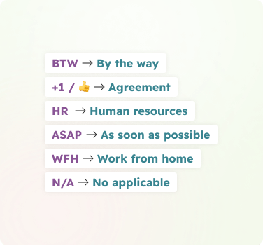 Example of common professional acronyms