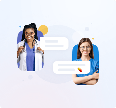 Illustration of doctors communicating via a messenger
