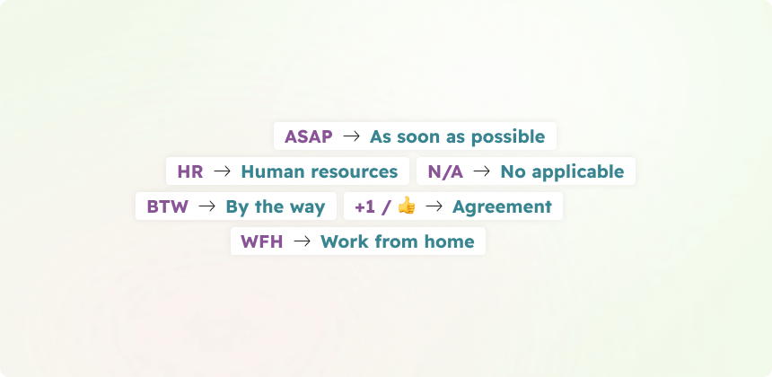 Example of common professional acronyms