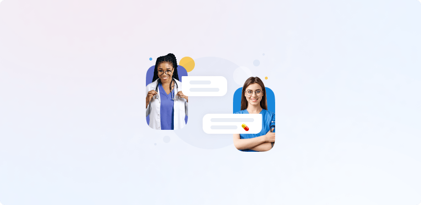 Illustration of doctors communicating via a messenger