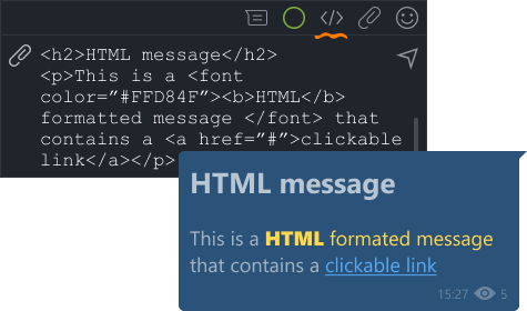 Example of a message in HTML format
