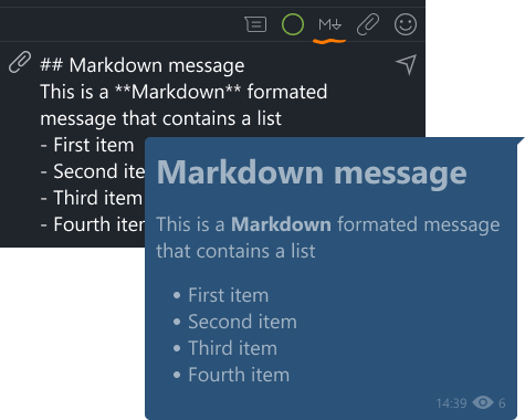 Example of a message in markdown format
