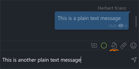 Example of a message in plain text format