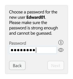 Screenshot of self-registration - password step