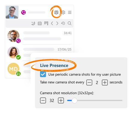 How to enable live avatar with periodic camera shots