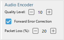 Audio encoder settings in Virola Client