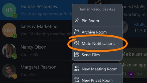 How to mute notifications per room