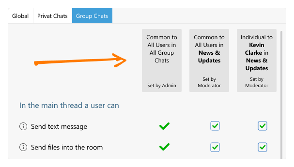 Screenshot of the user permissions hierarchy