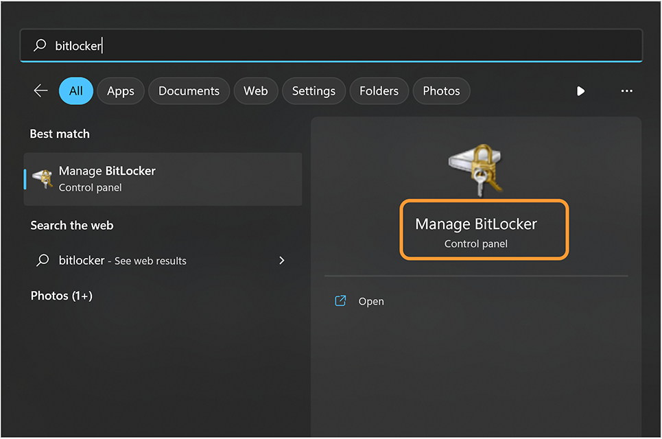 Windows 11 BitLocker app icon screenshot