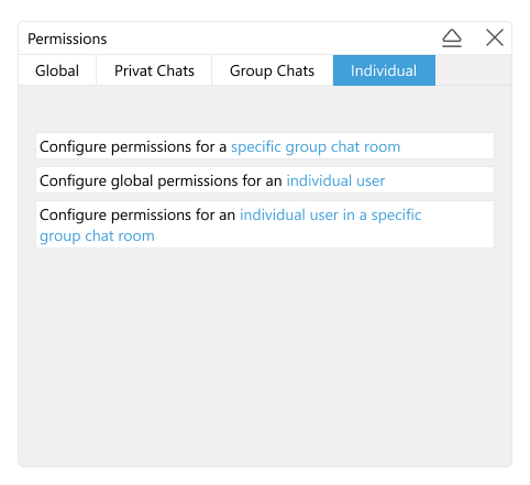 Screenshot of 'Permissions' window, 'Individual' tab