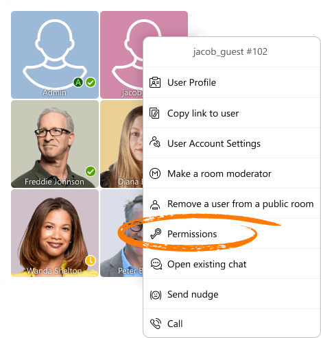 Screenshot of the user options menu