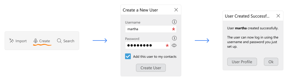 Screenshot of the process of manual user profile creation