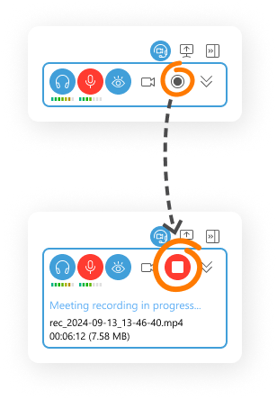 Screenshots of the recording button and recording in progress