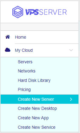 Screenshot of the VPSServer create new server settings