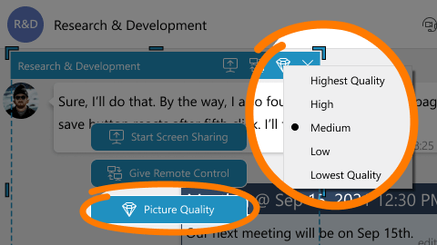 How to choose screen sharing quality