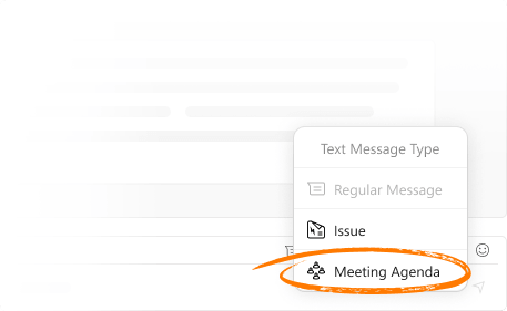 Screenshot of a message type menu with Meeting highlighted