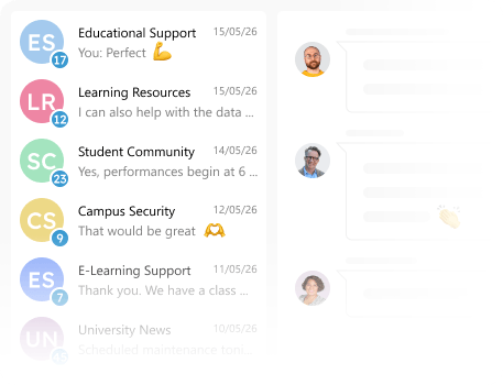 Example of several group chat rooms