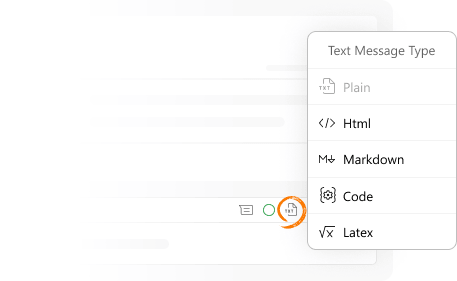 Screenshot of a message type menu