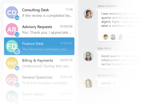 Screenshot of group chat rooms
