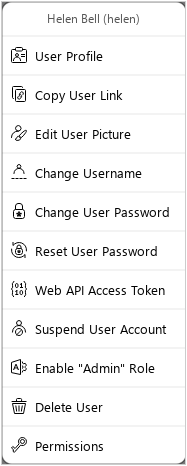 Manage users menu