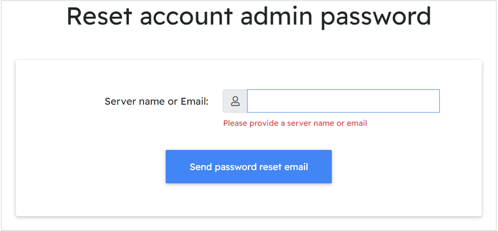 Admin password reset