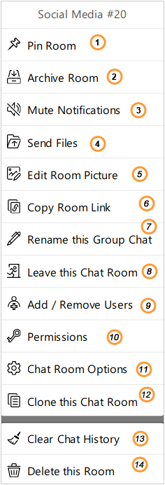 Admin group chat room options
