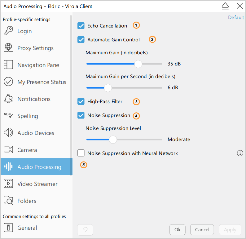 VoIP settings VoIP settings
