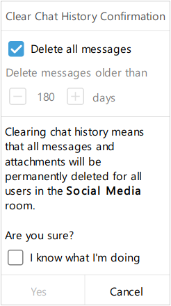 Clearing chat history confirmation