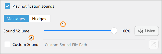Sound volume and custom sound file Sound volume and custom sound file