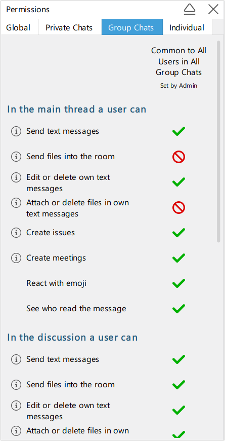 Global room permissions set by admin Global room permissions set by admin