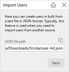 Select JSON file with users