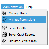 Managing user permissions menu