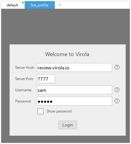 Login form for a new user profile