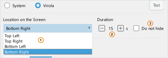Notifications position and duration Notifications position and duration