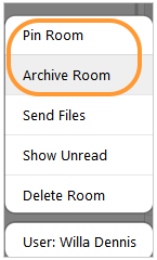 Archive or pin chat room