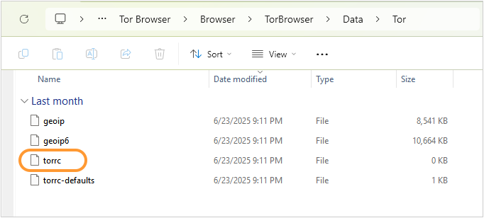 Torrc file location