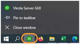 Virola server icon on taskbar