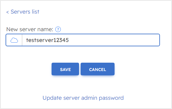 Update Virola cloud server name and / or password