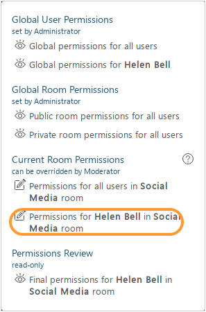 Personal public room permissions