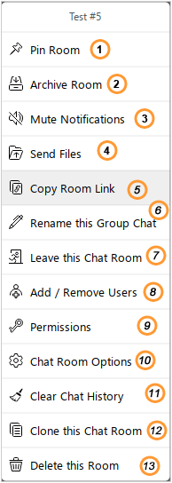 Admin group chat room options