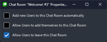 Screenshot of the chat room options window