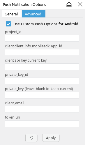 Screenshot custom push notifications options