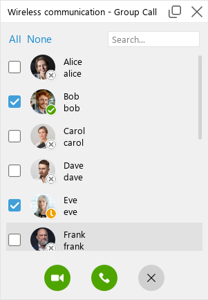 Screenshot of initial call screen in group room