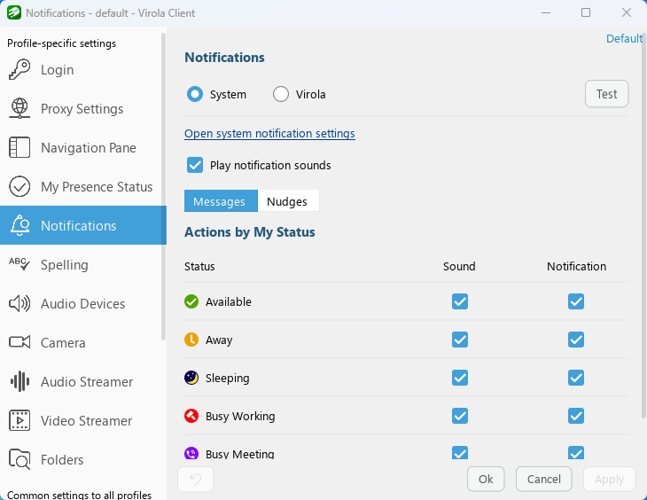 Screenshot of redesigned notification settings in Virola